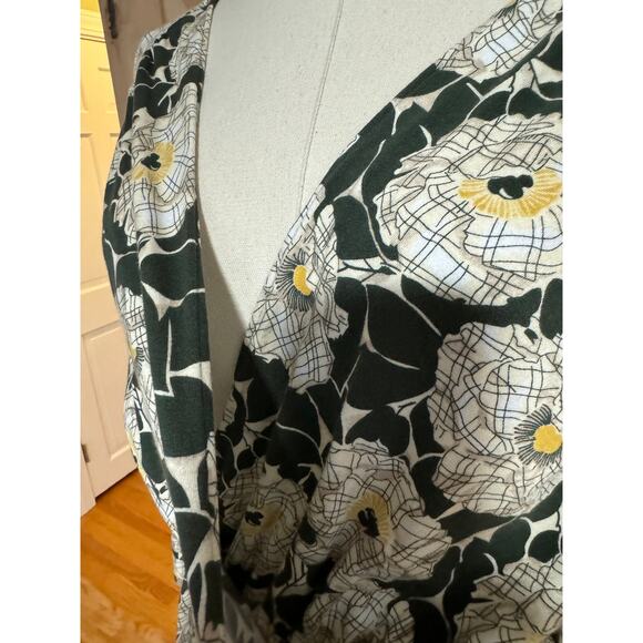 Lands End | Green Floral Cotton Wrap Midi Dress | Size Medium 10-12 - Picture 9 of 15